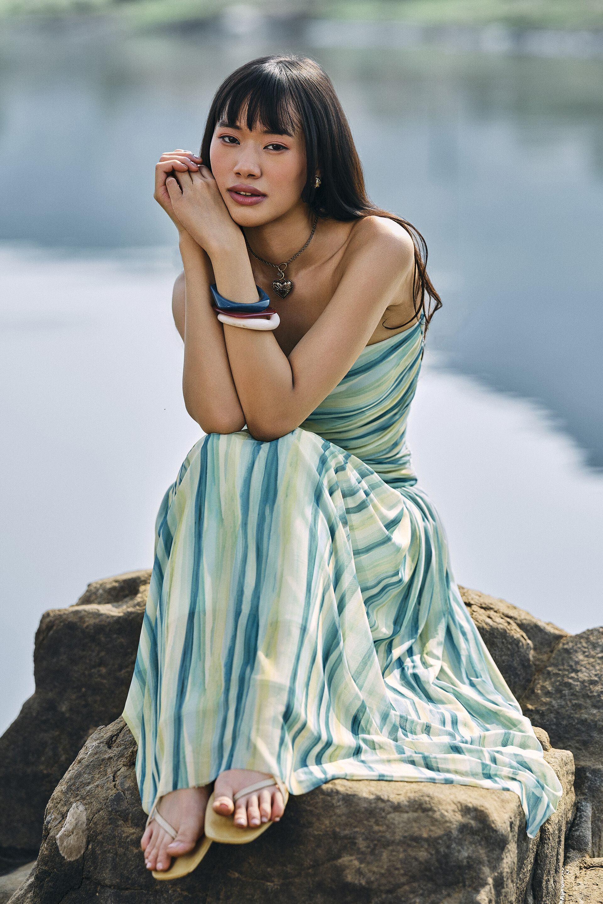 Aquarel Maxi Dress, Blue, image 2
